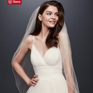 Davids Bridal Fingertip length Veil Ivory New